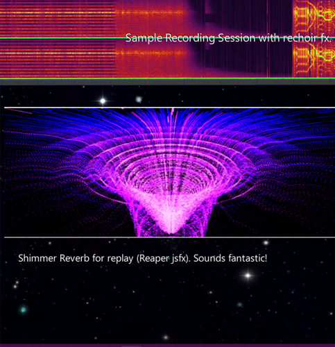 Sample recorded with rechoir & Playback Reaper Shimmer jsfx plus 3DTI